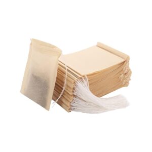 Empty Tea Bags - 100 Pcs Disposable Drawstring Unbleached Filter Bags for Loose Leaf Tea and Coffee (3.54 x 2.75 inch)
