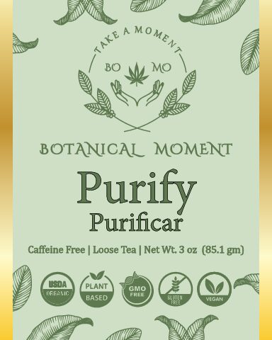 Purify Tea label loose tea 3 oz f Purify Tea